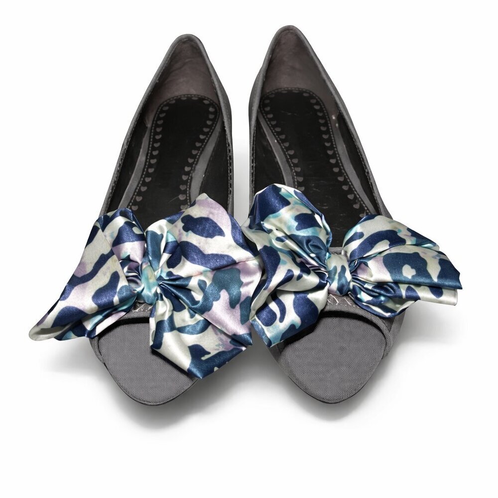 LIBBY EDELMAN Kendra Whimsical Glamour Peep Toe Bow Flats Shoes Size 8.5M